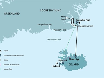 East Greenland - Scoresby Sund - Iceland, Aurora Borealis, Fly & S...